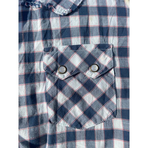 Wrangler Blouse Women Size Medium Plaid Pearl Snap Western Long Sleeve Shirt - Picture 7 of 11